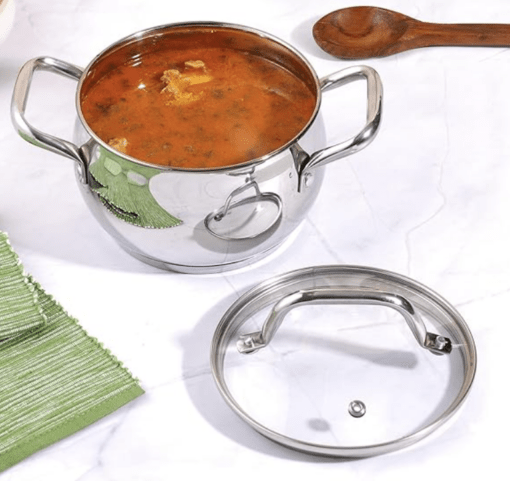 Vinod Almaty Stainless Steel Sacuepot with Glass Lid 4 litre, 20 cm | 2.6mm Thick Base | Triply Saucepot, Sturdy Riveted Handle | 2 Year Warranty | Induction & Gas Base - Image 2